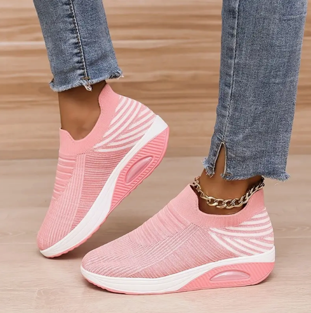 靴ひもなしの痛みフリーレディーススニーカー